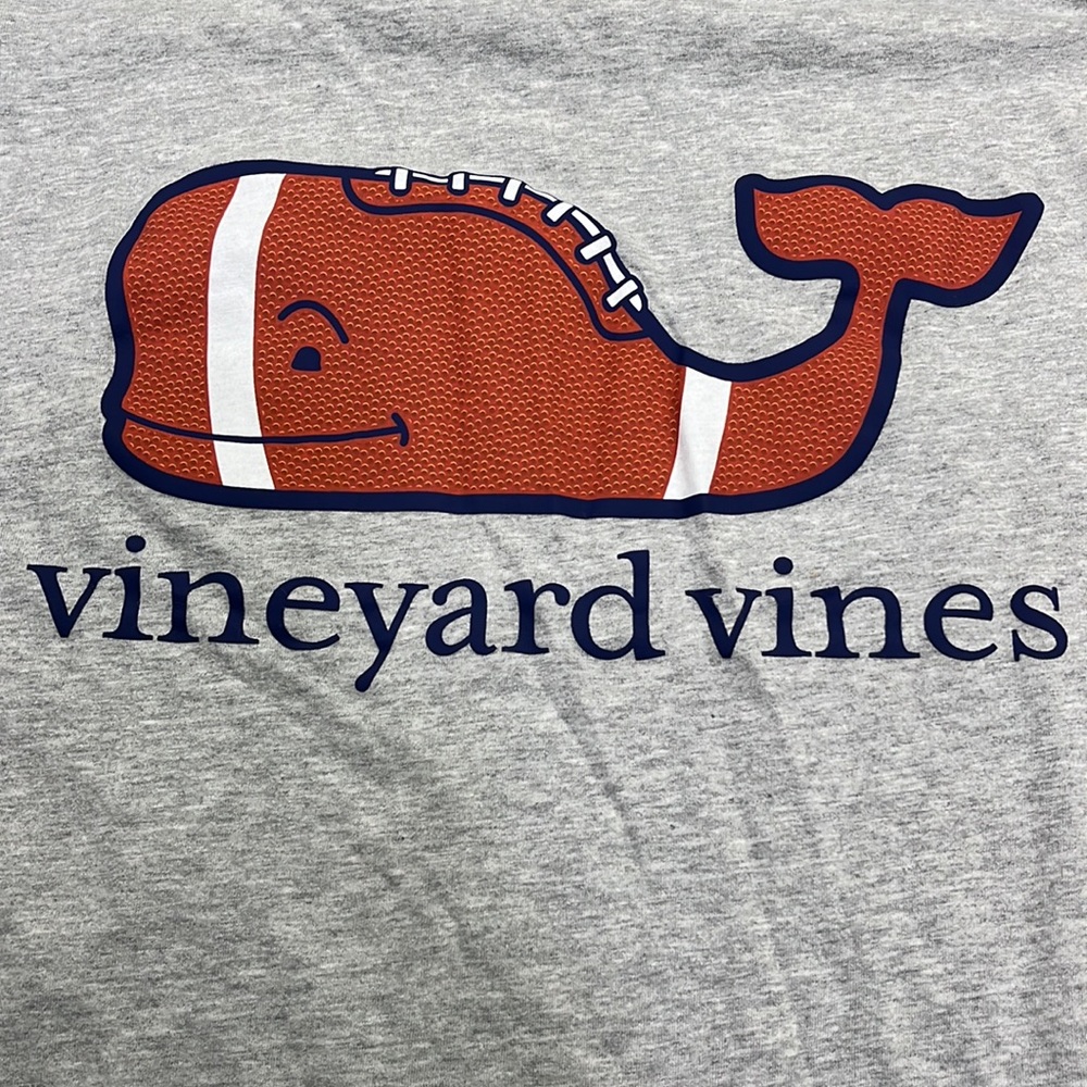 Vineyard Vines Football Whale Long Sleeve Tee- Size Small